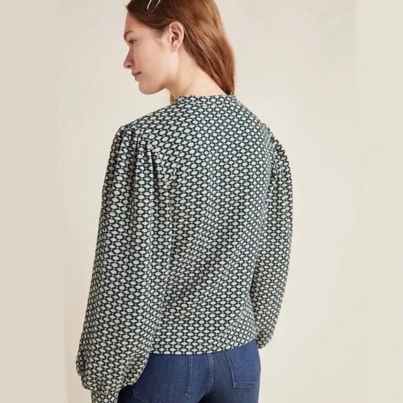 Maeve Anthropologie Textured Shannon Balloon Sleeved Top/Blouse - Picture 2 of 5
